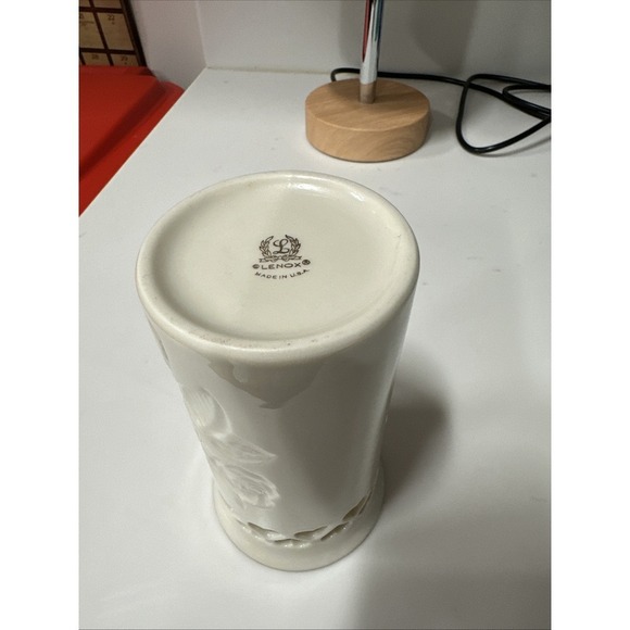 Lenox Rose Vase With Heart Cutouts & Gold Trim - Picture 4 of 4